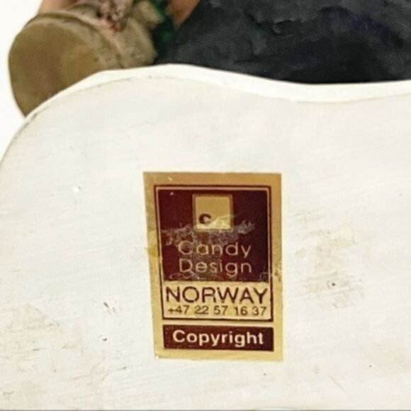 Candy Design Norway Santa like Gnome figurine holding 2 pigs approximately 6” - Picture 13 of 13